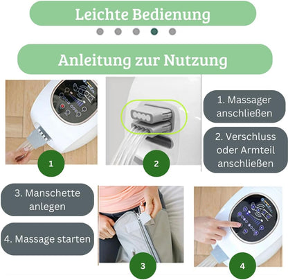 Beencompressieapparaat voor lymfedrainage plus GRATIS uitbreiding, oedeemreductie, met pneumatische beenmassage, compressie, verbetering van de bloedcirculatie inclusief uitbreiding (Roze, M)