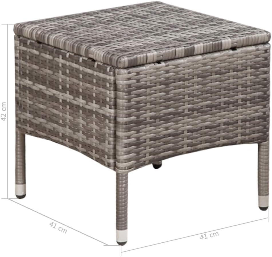 Tidyard Table and Chairs Garden Set with Chairs, Dining Set for Garden, Patio, Bistro Furniture Set, with 2 Cushions, Removable Cushions, Modern Style, Grey - QUORE