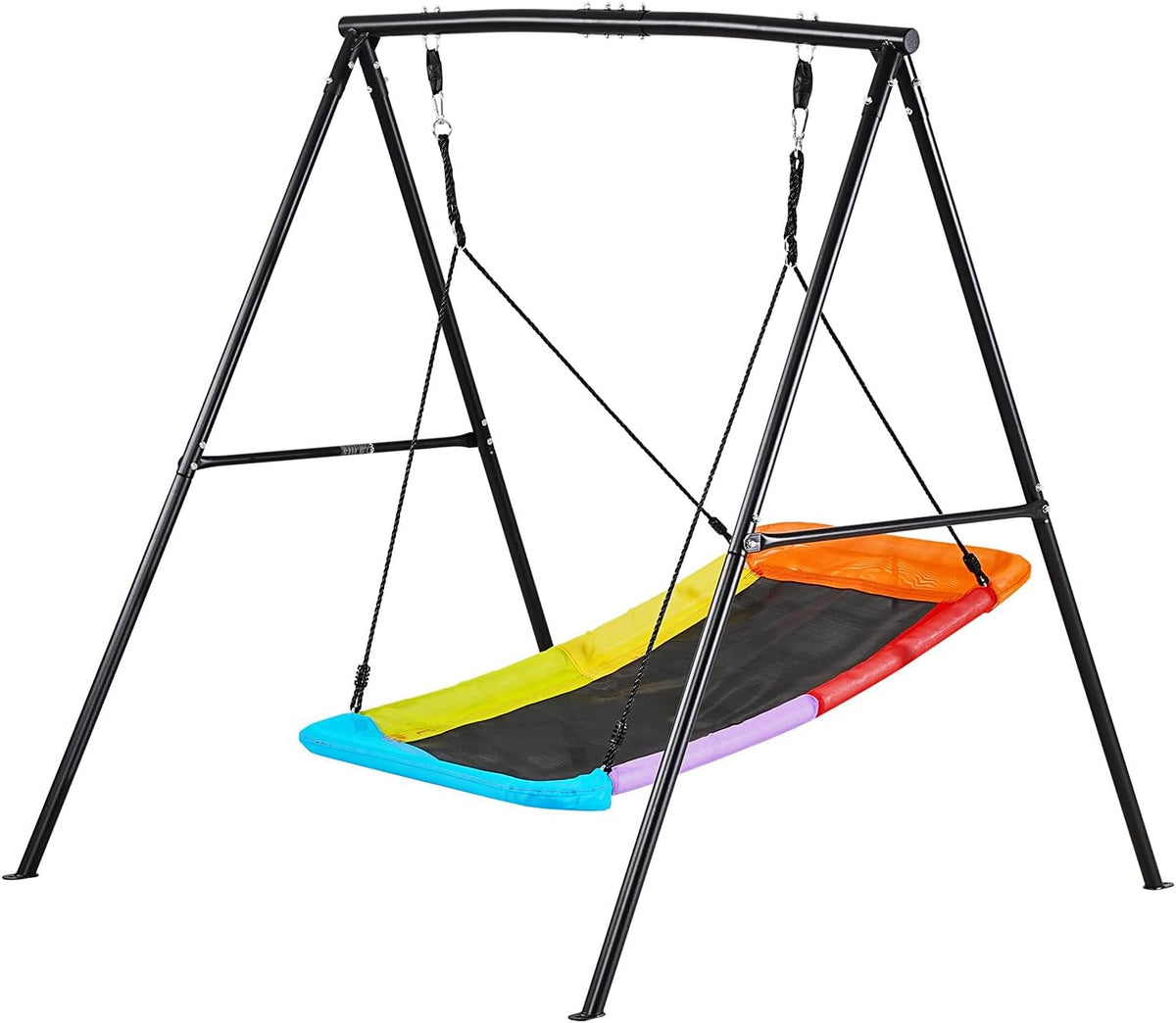VEVOR Tuinschommel van metaal, A-vormig, voor kinderen, maximale belasting 199,6 kg, zitschommel 150 x 81 cm, voor buiten, binnenplaats, speelplaats, driehoekige structuur voor kinderen