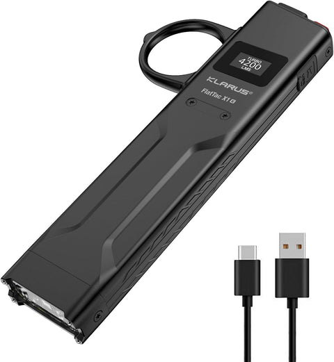 KLARUS FlatTac X1 Uitra Slim Tactical Zaklamp, 4200 Lumen, Krachtige en Compacte Zaklamp met Dubbele schakelaar, OLED-scherm, IPX6 waterdicht Perfect voor Buiten, Dienst, Noodgevallen