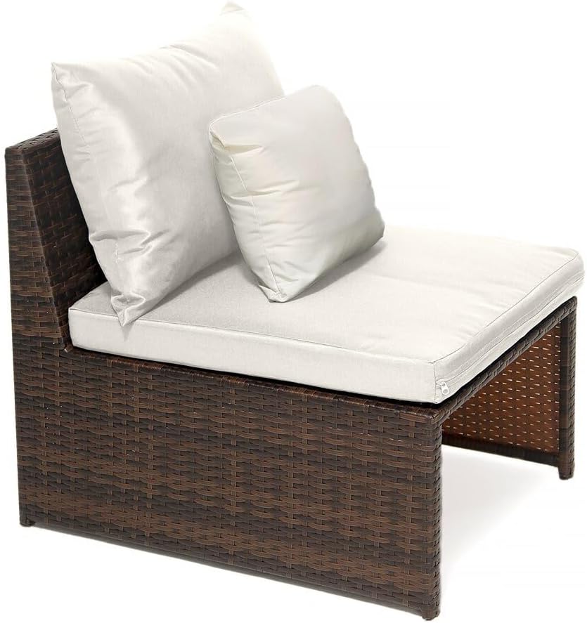 Set van 2 "Farel" tuinfauteuils met voetensteun en opbergkist - Beige/Bruin - QUORE