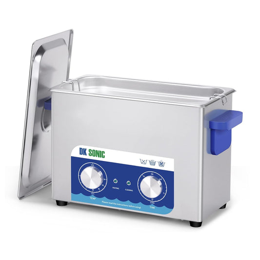 DK SONIC Ultrasoon Reiniger 4L 120W | Juweel & Bril Reiniger Met Mechanische Timer & Verwarming | Inclusief Mandje Voor Munten & Kleine Accessoires