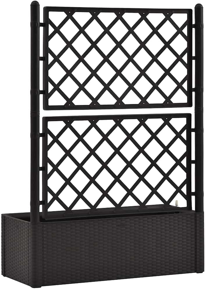 vidaXL Planter high with trellis and self-watering system anthracite - QUORE