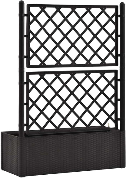 vidaXL Planter high with trellis and self-watering system anthracite - QUORE