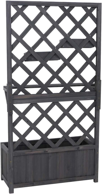 HWC-P68 Raised Flower Bed Planter / Flower Box Climbing Aid Shelf Hanging Boxes Wood MVG 135 x 70 x 30 cm Anthracite Grey - QUORE