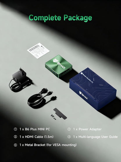 BMAX Mini PC B6 Plus, Intel Core i3-1000NG4 (overtreft N150/N95, tot 3,2 GHz), 12 GB LPDDR4 RAM 512 GB NVMe SSD W-11 Pro, 4K 3-display HDMI/USB-C, wifi, BT mini-computer voor kantoor, thuis, bedrijf