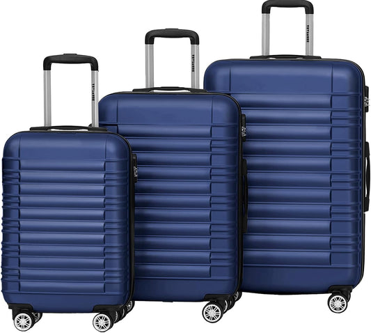 TRVLMORE Kofferset - 3 Delig - 38L Handbagage + 110L Ruimbagage - Lichtgewicht - Trolley - Reiskoffer Set - Donkerblauw