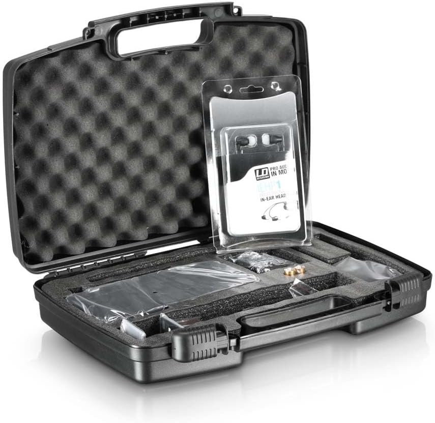 Draadloos In-Ear Monitorsysteem – In-Ear Monitor – IEM-Systeem – Draadloze Monitor – Podiummonitor – Set met 2 Riempacks en 2 In-Ear Hoofdtelefoons – 96 Kanalen, 584-607 MHz