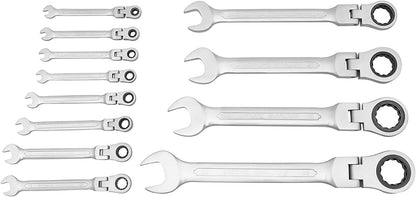22-Piece Set 6-32mm Hinge Ratchet Wrench Set Ring Mouth Wrench Set Tools Fork Wrench Ratchet Spanner Socket Wrench Ratchet Case Screw Wrench Tool with Box - QUORE