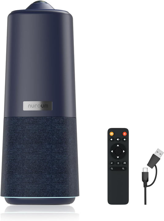 Nuroum 360 Pro videoconferentie-webcam met luidspreker en microfoon, 3 intelligente AI-videomodi, ruisonderdrukking en full duplex, all-in-1 webcam voor zoom/team/GoogleMeet