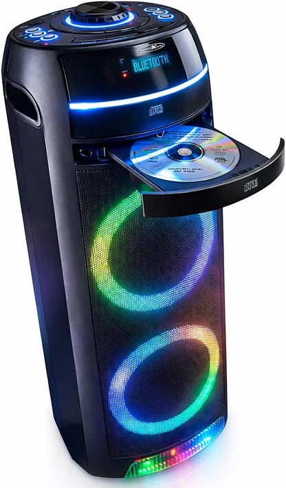 Mobiele Bluetooth Party Speaker Zwart – Discoluidspreker – Partybox – Bluetooth Speaker – Luidspreker – Ingebouwde Cd-Speler – Ledverlichting Met Meerdere Lichtstanden