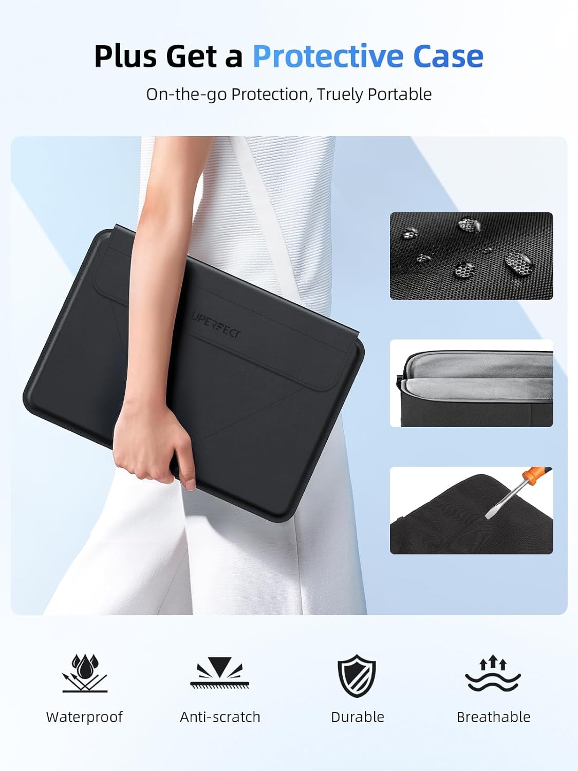 UPERFECT Portable Monitor Touch Screen 15.6 Inch 1080P FHD 125% sRGB 1500:1 Eye Care IPS Matte Ultra Thin Screen with Mini HDMI USB C for Laptop/PC/Game Consoles/Phone - QUORE