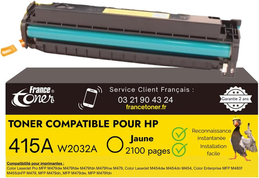 415A - Lasertoner compatibel met HP 415A - Geel standaardformaat - voor HP Color Laserjet Enterprise M 455 DN - MFP M 480 - MFP M 480 F - Pro M 454 - Pro M 454 DN - Pro M 454 DW