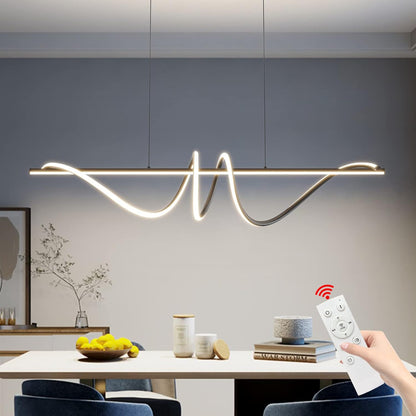 Mikeru Hanglamp voor eettafel, 100 cm, spiraalvormige eetkamerlamp, modern design, zwart, dimbaar, met afstandsbediening, led-hanglamp voor eetkamer, kantoor