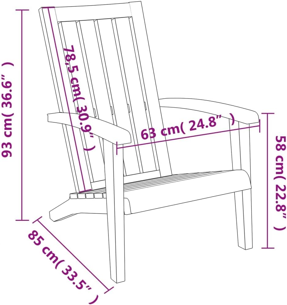 vidaXL Adirondack Garden Chairs Set of 2 Black Polypropylene - QUORE