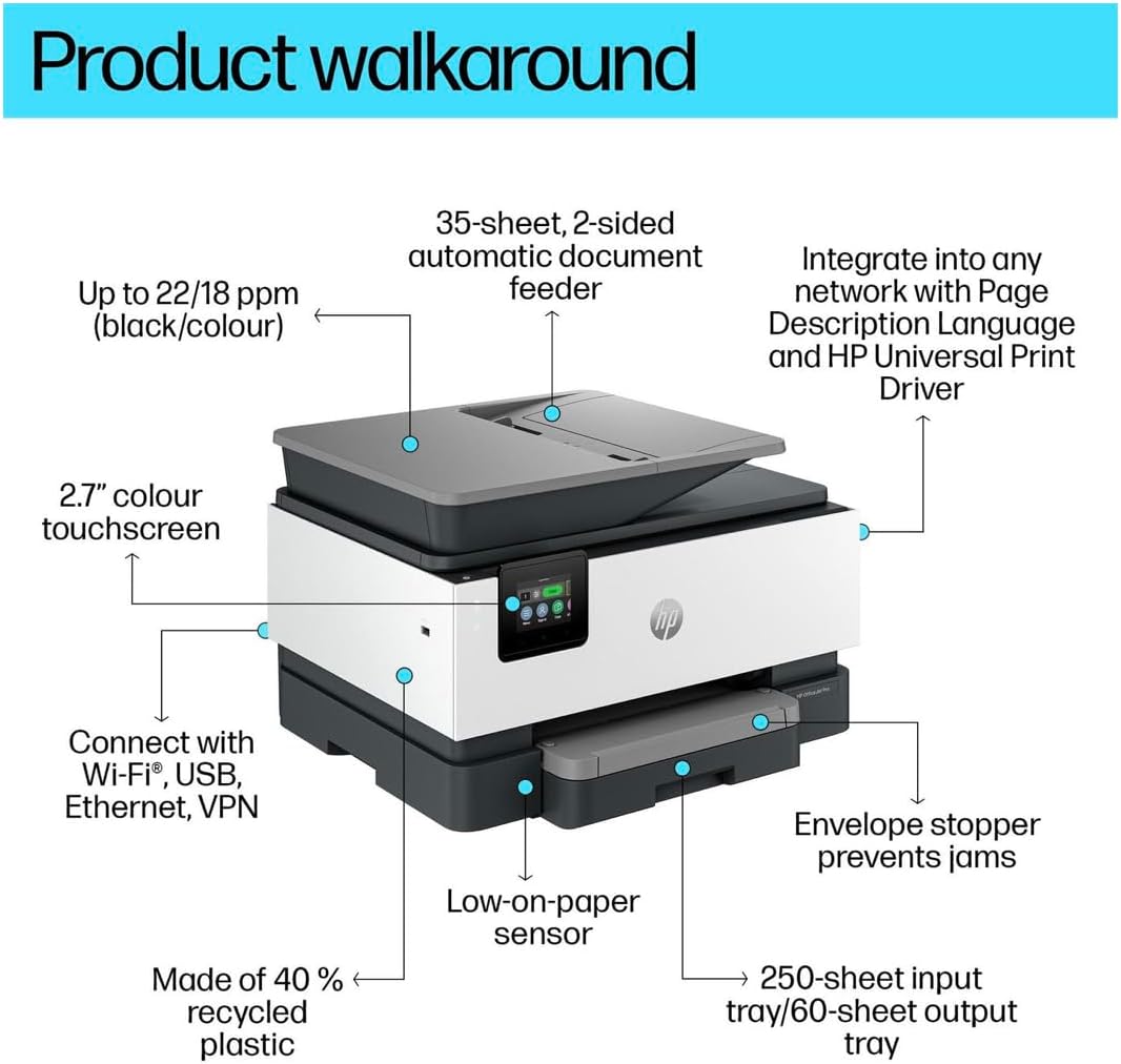 Générique All-in-One kleureninkjetprinter met print-, scan-, kopieer-, fax-, draadloze en netwerkconnectiviteit - QUORE