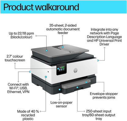 Générique All-in-One kleureninkjetprinter met print-, scan-, kopieer-, fax-, draadloze en netwerkconnectiviteit - QUORE