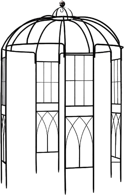 106,7 "L x 81,5" H x 81,5 "W Tuin prieel vogelkooi vorm metalen tuinhuisje pergola paviljoen, tuin roos paviljoen boog, ijzeren frame tuinhuisje geweldig voor achtertuin, gazon, bruiloft