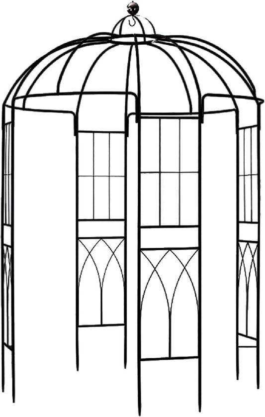 106,7 "L x 81,5" H x 81,5 "W Tuin prieel vogelkooi vorm metalen tuinhuisje pergola paviljoen, tuin roos paviljoen boog, ijzeren frame tuinhuisje geweldig voor achtertuin, gazon, bruiloft