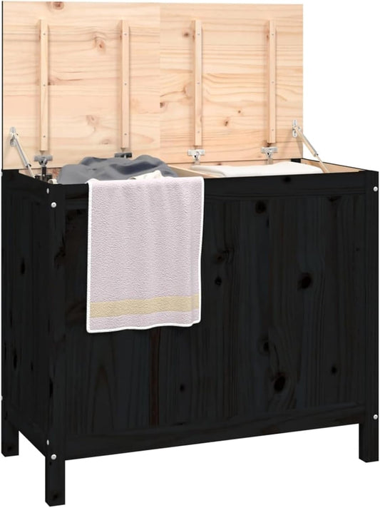 Wasmand – Wäschekorb – Wascheimer – Laundry Basket – Linnenmand – Massief Dennenhout – Twee Compartimenten – Gasveer Deksel