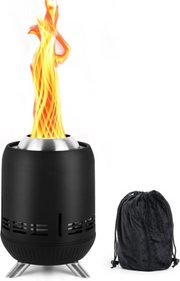 Vuurschaal - Vuurkorf - Vuurplaats - Tafelvuur - Tafelblad - Draagbaar - Pellet - Wood - Brandstof - Lichte - Duurzame - Marshmallow-roosterstokjes - met Draagtas - voor Buiten - Camping - Vis - Wandelen - RVS - 16.3 x 23.2 cm - Zwart