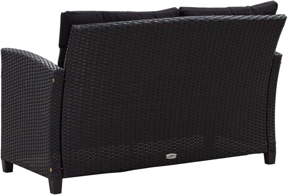 vidaXL Lounge Set with Cushions 6-Piece Garden Set Furniture Set Garden Garden Furniture Set Lounge Furniture Set Lounge Furniture Lounger Furniture Poly Rattan Black - QUORE