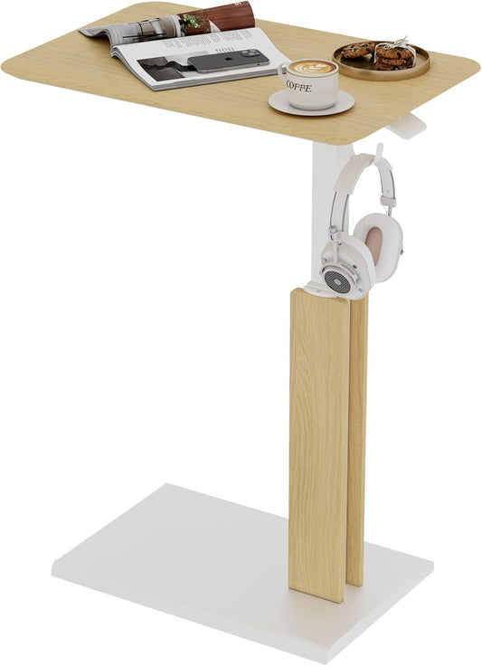 ETHU In hoogte verstelbare bijzettafel (licht eiken, 44 x 65 cm)