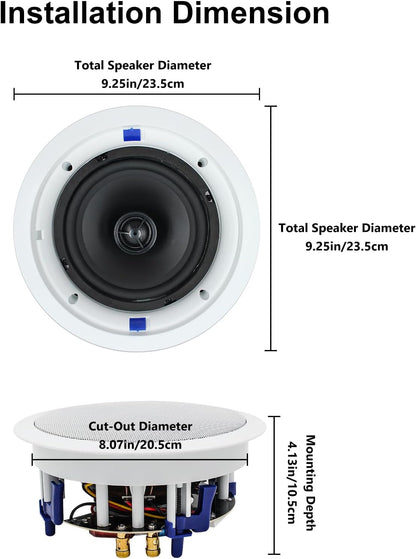 Herdio 6.5 Inch Bluetooth Plafond Luidsprekers 2 Manier 320 Watt Inbouw Stereo Geluid Plafond Luidspreker Voor Badkamer Slaapkamer Thuis Woonkamer