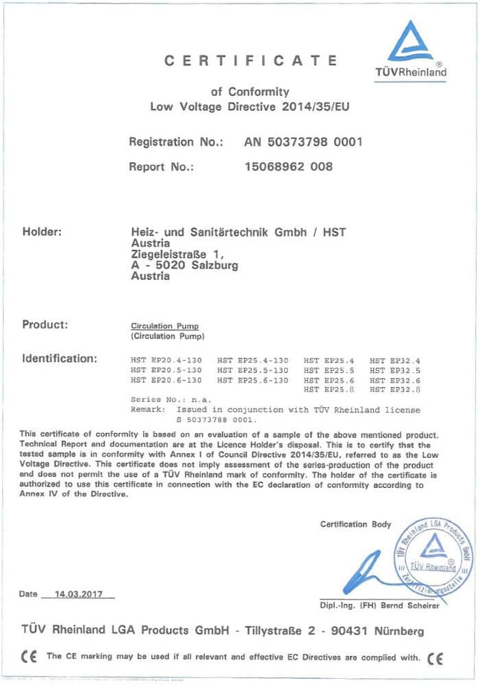 HST | Zeer efficiënte verwarmingspomp | Circulatiepomp | HST EP 32-80/180 mm | 8 meter opvoerhoogte u