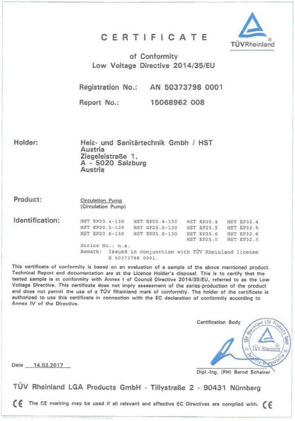 HST | Zeer efficiënte verwarmingspomp | Circulatiepomp | HST EP 32-80/180 mm | 8 meter opvoerhoogte u