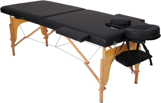 Massagetafel – Behandeltafel – Massagebank – Behandelbank – Massagebed – Zwart Inklapbaar – 250 kg Draagvermogen – 8 Hoogtestanden