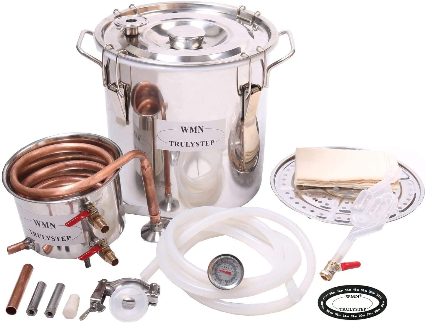 Fayelong Water Distiller 10L (2 Gal), Copper Alcohol Moonshine Stiills, Wine Making Fermentation Kit for Self Fired Whisky, Wine, Cognac, Vodka - QUORE