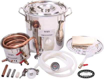 Fayelong Water Distiller 10L (2 Gal), Copper Alcohol Moonshine Stiills, Wine Making Fermentation Kit for Self Fired Whisky, Wine, Cognac, Vodka - QUORE