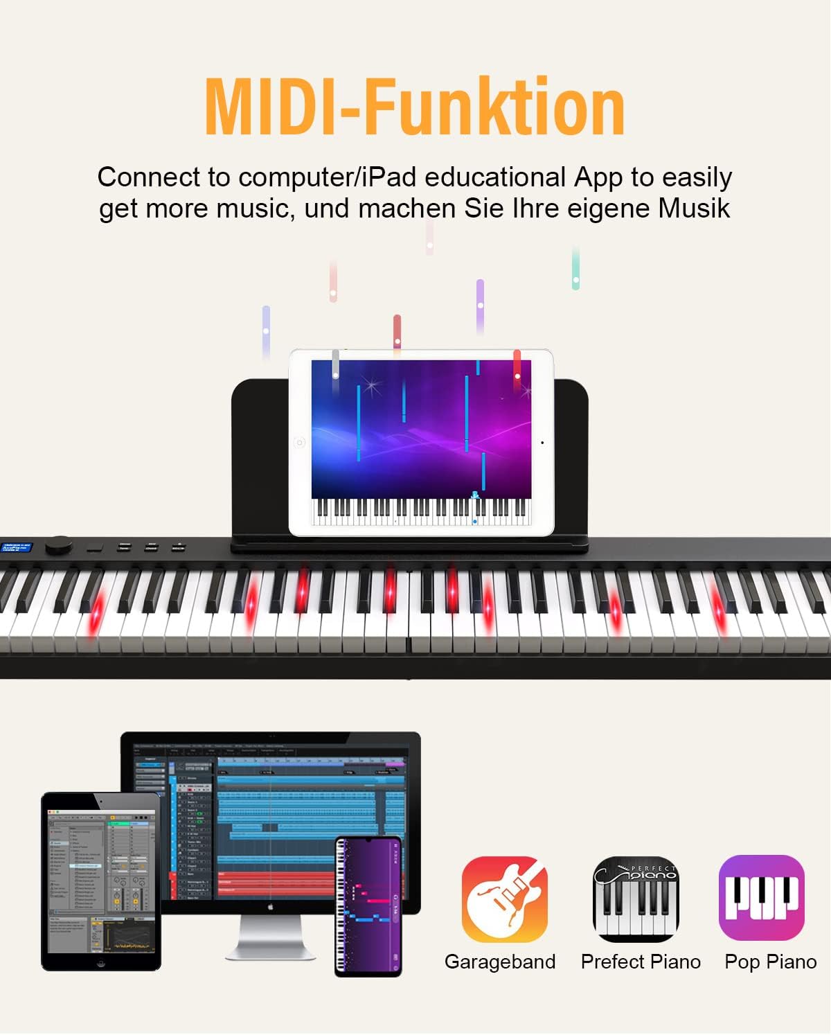 Opvouwbare Piano – Keyboard – Elektrische Piano – Digitale Piano – 88 Toetsen – Verlichte Toetsen – Bluetooth En MIDI