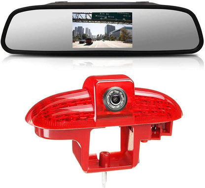 HD Hoge remlamp, achteruitrijlicht, achteruitrijcamera, nachtzicht, compatibel met Opel Vivaro/Vauxhall/Combo/Renault/Trafic/Fiat Scudo/Talento/Movano/Nissan/Primastar/Citroen + achteruitkijkspiegel