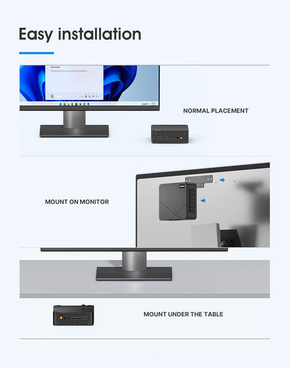 C3 Mini PC Core i3 5005U (tot 2,0 GHz, 2C/4T), 8 GB DDR3 RAM 512 GB SSD, Dual Display/W10 Pro/WiFi 5/BT5.0/RJ45 LAN, Desktop PC voor Kantoor/Huis/Onderwijs