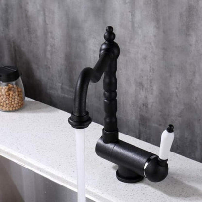 Antieke Europese keuken zonder raam, gootsteen, warm en koud, waterafvoer, kranen, binnenraam, koper, zwart, kranen, vouwkranen, omkeerbaar, plat, raamkranen@Pearl Black