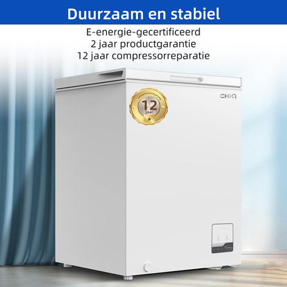 CHiQ FCF142DE, Vrieskist, 142 L, Inverter Technologie, Digitaal LED Display, Snelvriezen tot -32℃, Wit, 39 dB, 12 Jaar Garantie op Compressor