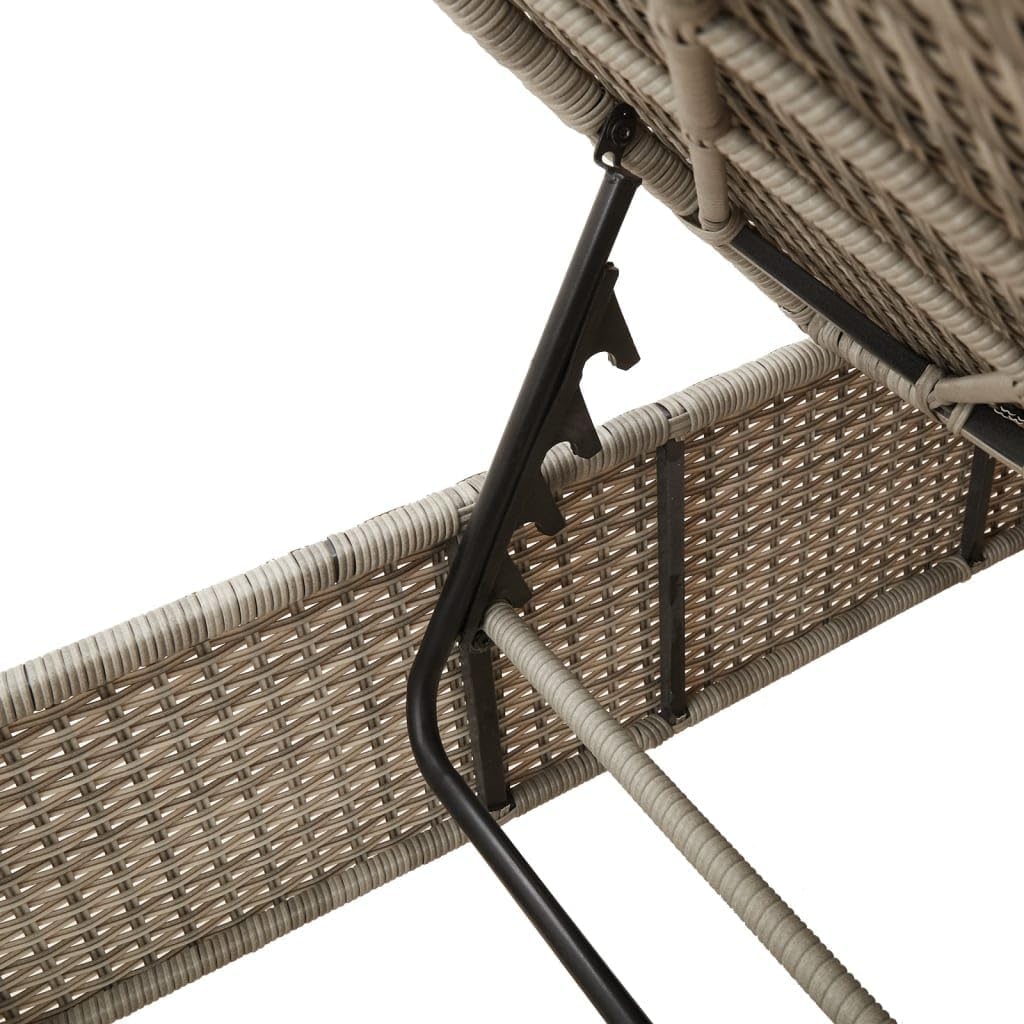 Gecheer Sun Lounger Poly Rattan Sun Lounger Light Dark Grey 198 x 55 x 97 cm Rattan Sun Lounger Folding Rattan Sun Lounger Outdoor Sun Lounger - QUORE