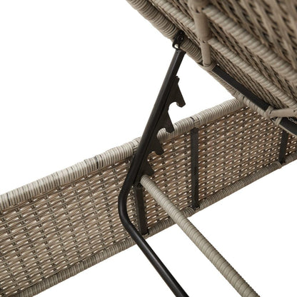 Gecheer Sun Lounger Poly Rattan Sun Lounger Light Dark Grey 198 x 55 x 97 cm Rattan Sun Lounger Folding Rattan Sun Lounger Outdoor Sun Lounger - QUORE