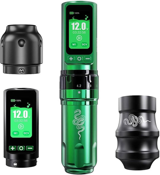 Mast Tattoo Pen Machine, Fold Pro Cordless Year of Snake Edition Tattoo Machine, Power Motor by Mcore-C3, 3000mAh Battery Power Supply
