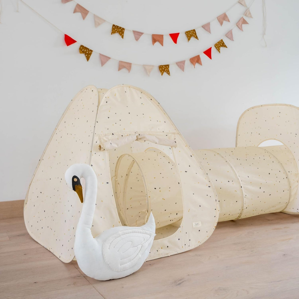 3 Sprouts Speeltent & tunnelset voor kinderen en peuters, 3-in-1 pop-up speeltent met kruiptunnel en avontuurlijk speelhuis, voor binnen en buiten, leuk voor kinderen, jongens en meisjes, Terrazzo