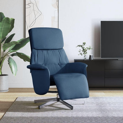 Relaxfauteuil – Verstelbare Fauteuil – Leunstoel – Luie Stoel – Draaifauteuil – Stof Blauw – Met Voetensteun – 360° Draaibaar