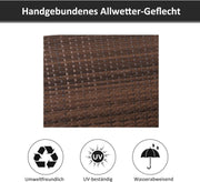 Hangstoel - Schommelbank - Hangbank - 2-zits - Rotan Tuinschommel - Hangende Schommel - Veranda Tuinbank - met Zitkussen - voor Buiten - Tuin - 127 x 57.5 x 60 cm - Bruin