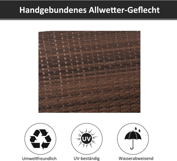 Hangstoel - Schommelbank - Hangbank - 2-zits - Rotan Tuinschommel - Hangende Schommel - Veranda Tuinbank - met Zitkussen - voor Buiten - Tuin - 127 x 57.5 x 60 cm - Bruin