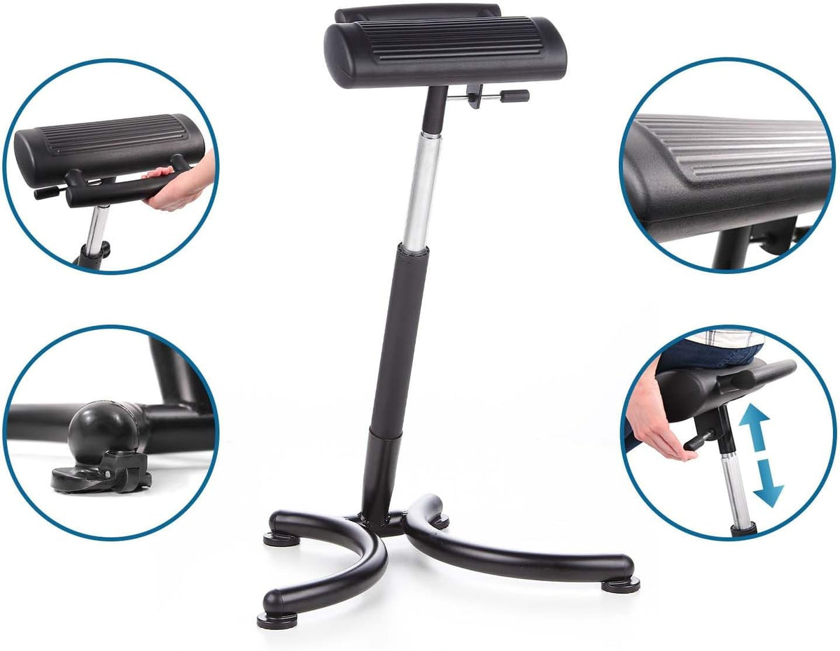 Stahulp – Werkkruk – Sta Kruk – Verstelbare Stoel – Ergonomische Kruk – In Hoogte Verstelbaar 70-93 cm – Hardschuim Zitting Met Antislip