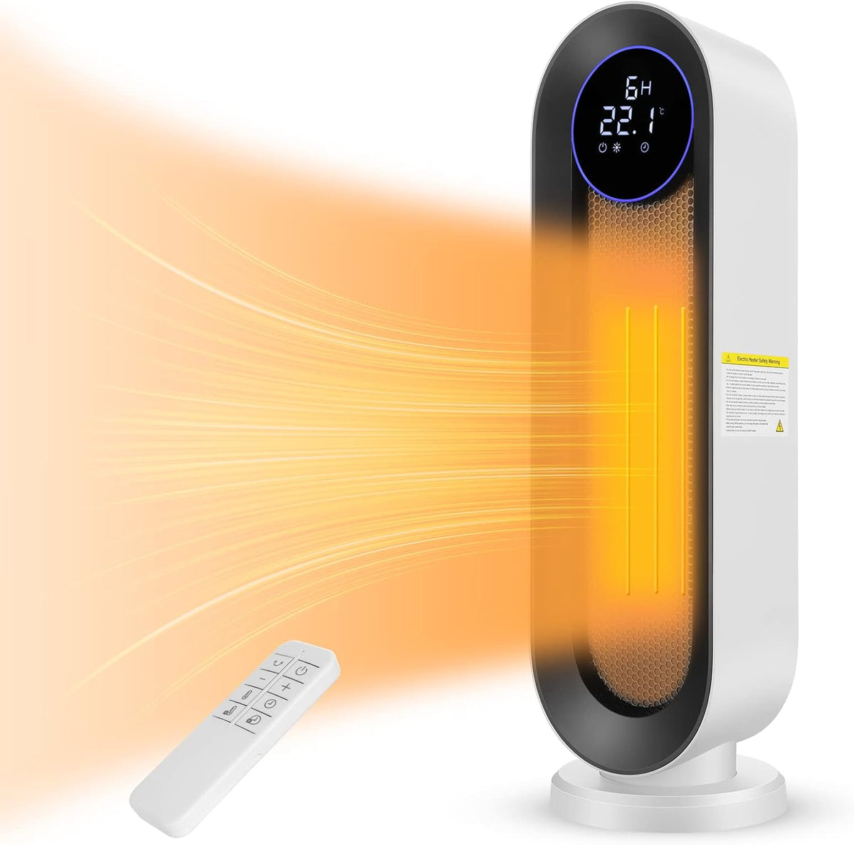 Ventilatorkachel, keramische ventilatorkachel, 2000 W, 3 modi, thermostaat, ventilatorkachel, 12-uurs timer, kantelbeveiliging, 100 graden oscillatie, ruimteverwarming voor thuis en op kantoor, wit,