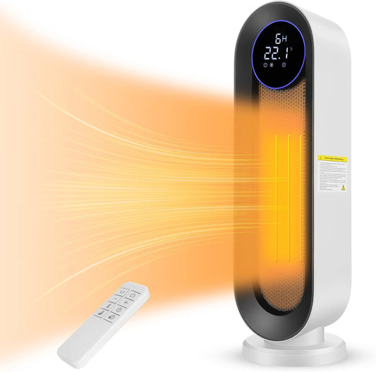 Ventilatorkachel, keramische ventilatorkachel, 2000 W, 3 modi, thermostaat, ventilatorkachel, 12-uurs timer, kantelbeveiliging, 100 graden oscillatie, ruimteverwarming voor thuis en op kantoor, wit,