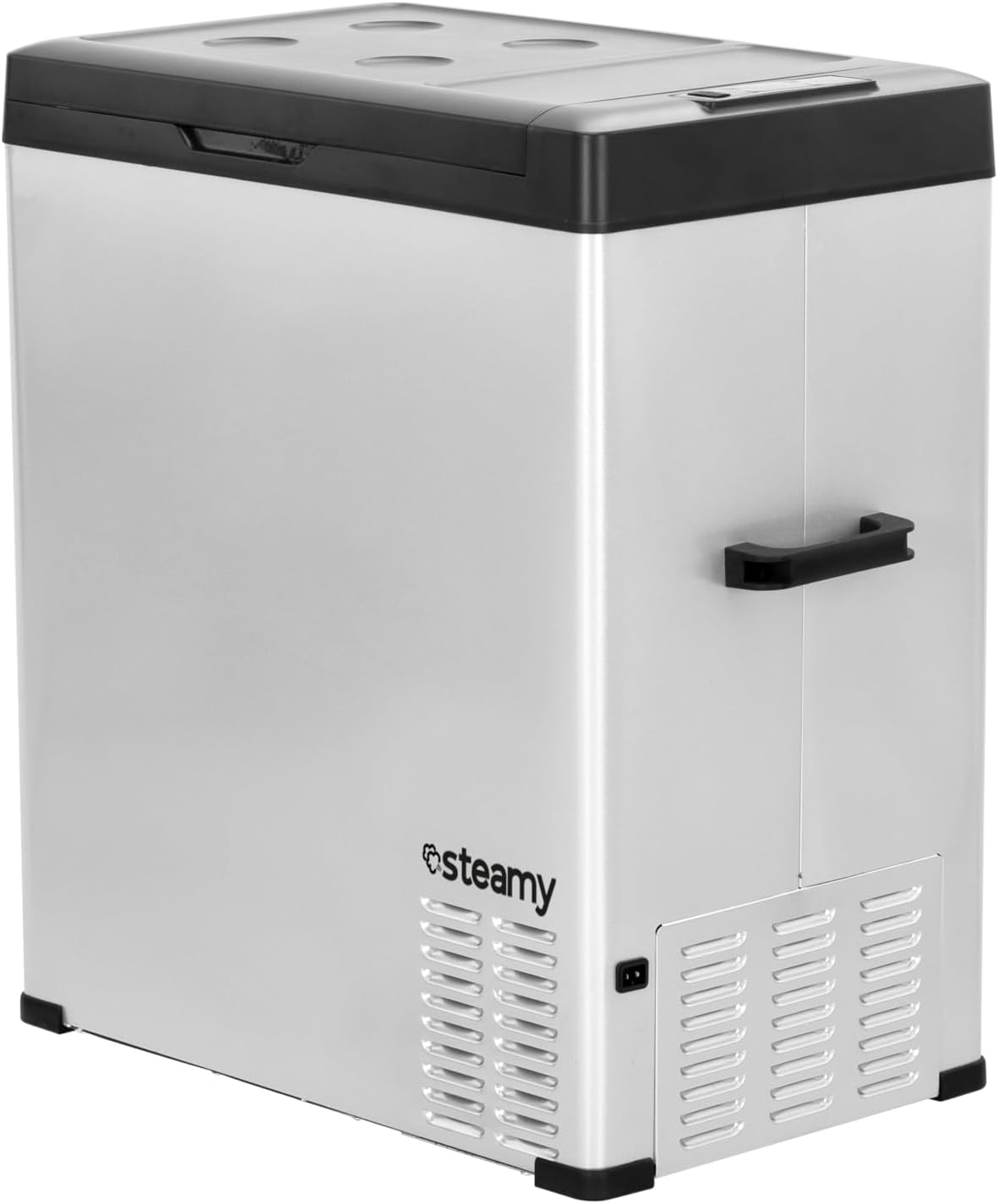 Steamy-E Single Zone 75, Elektrische Compressor Koelbox, 64 Liter, Zilver, 12V/230V, voor vriezen en koelen van -20 tot +20, ideaal voor op de camping