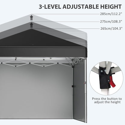 Outsunny 3 x 3 (M) pop-up paviljoen met 3 zijwanden, beengewichtzakken en tas op wielen, in hoogte verstelbare partytent, evenementenonderdak voor tuin, terras, zwart